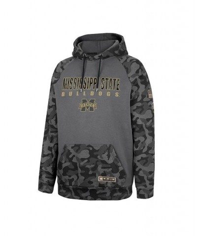 Men's Charcoal Mississippi State Bulldogs OHT Military-Inspired Appreciation Camo Stack Raglan Pullover Hoodie $30.55 Sweatshirt