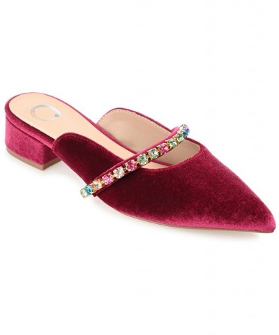 Women's Jewel Velvet Flats Red $48.00 Shoes