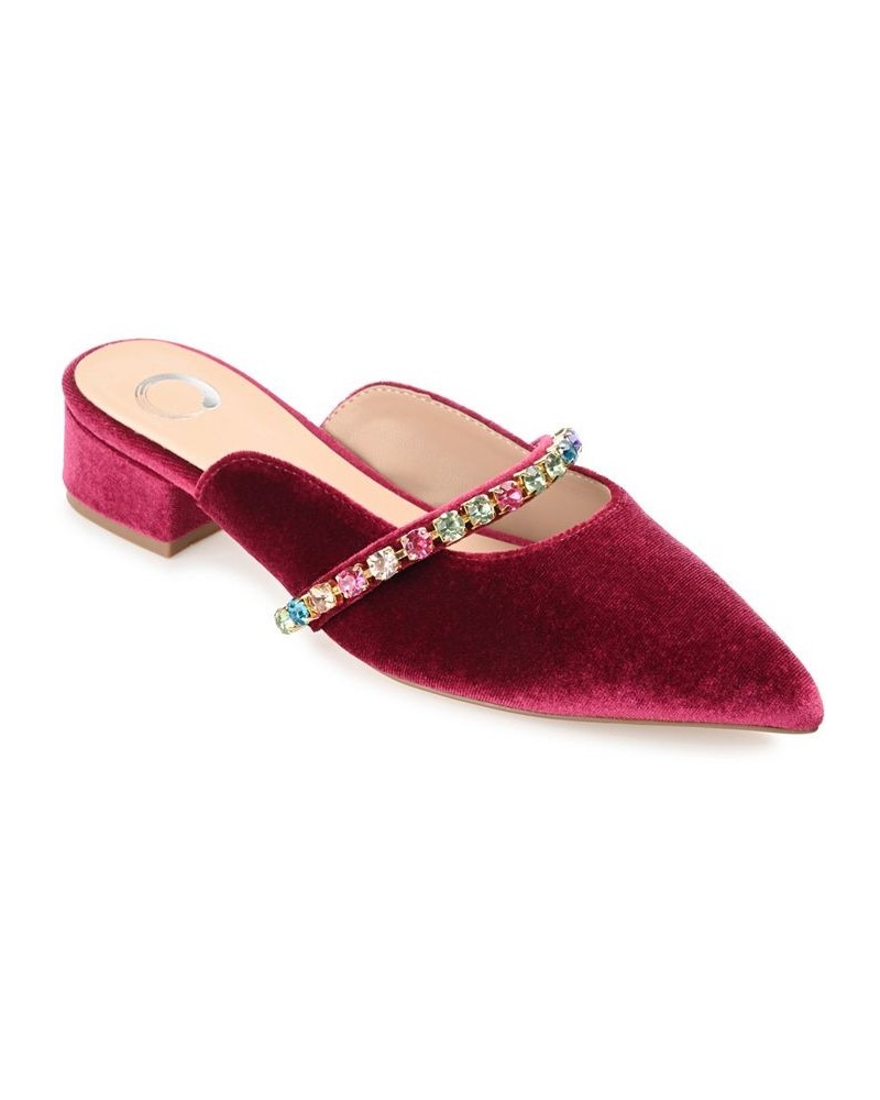 Women's Jewel Velvet Flats Red $48.00 Shoes