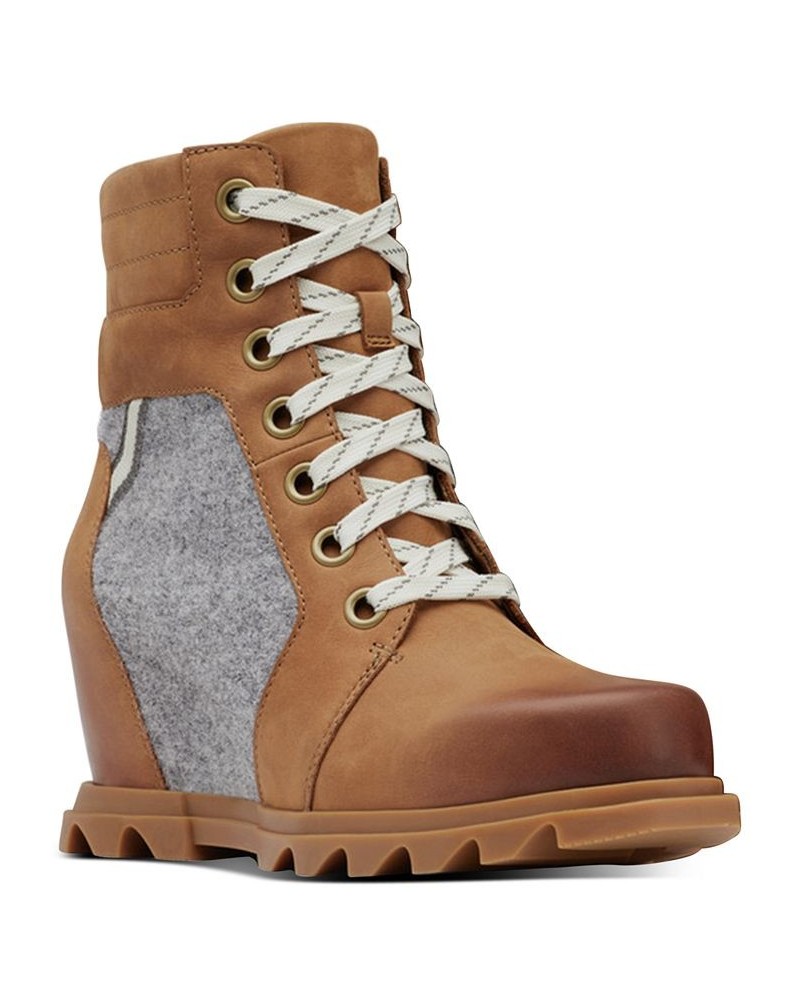 Women's Joan of Artic Wedge III Lexie Lug Sole Boots Brown $39.87 Shoes