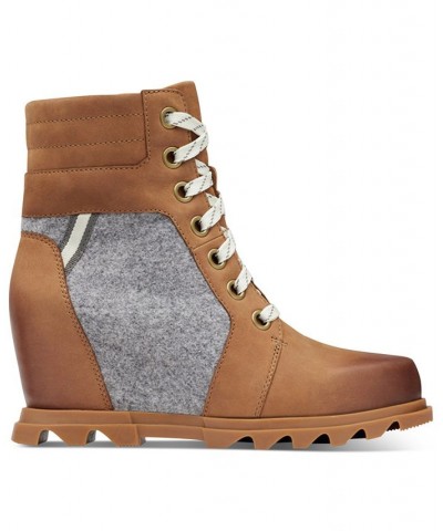 Women's Joan of Artic Wedge III Lexie Lug Sole Boots Brown $39.87 Shoes