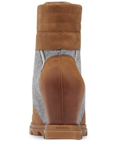 Women's Joan of Artic Wedge III Lexie Lug Sole Boots Brown $39.87 Shoes