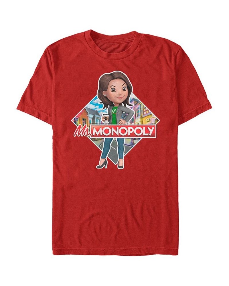 Monopoly Men's Ms Monopoly Logo Short Sleeve T-Shirt Red $20.29 T-Shirts