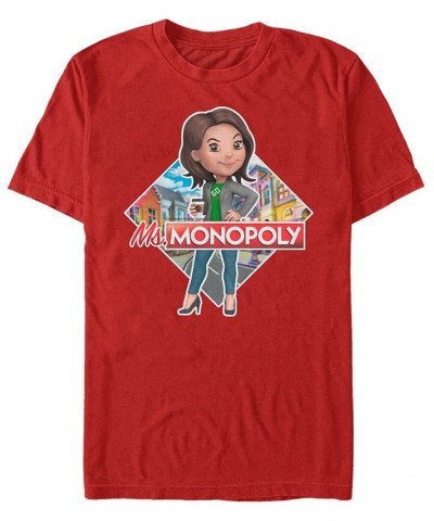 Monopoly Men's Ms Monopoly Logo Short Sleeve T-Shirt Red $20.29 T-Shirts