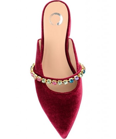 Women's Jewel Velvet Flats Red $48.00 Shoes