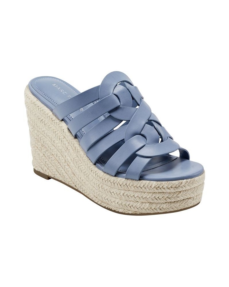 Women's Cazzie Slip-on Wedge Dress Sandals Blue $46.87 Shoes