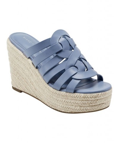 Women's Cazzie Slip-on Wedge Dress Sandals Blue $46.87 Shoes