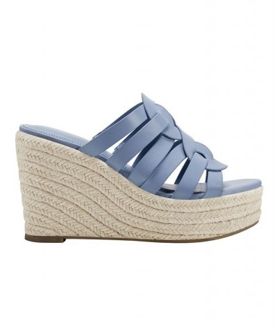 Women's Cazzie Slip-on Wedge Dress Sandals Blue $46.87 Shoes