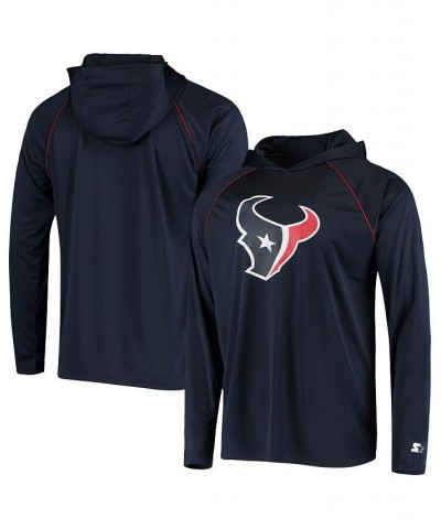 Men's Navy Houston Texans Warmup Hoodie Raglan Long Sleeve T-shirt $29.90 T-Shirts