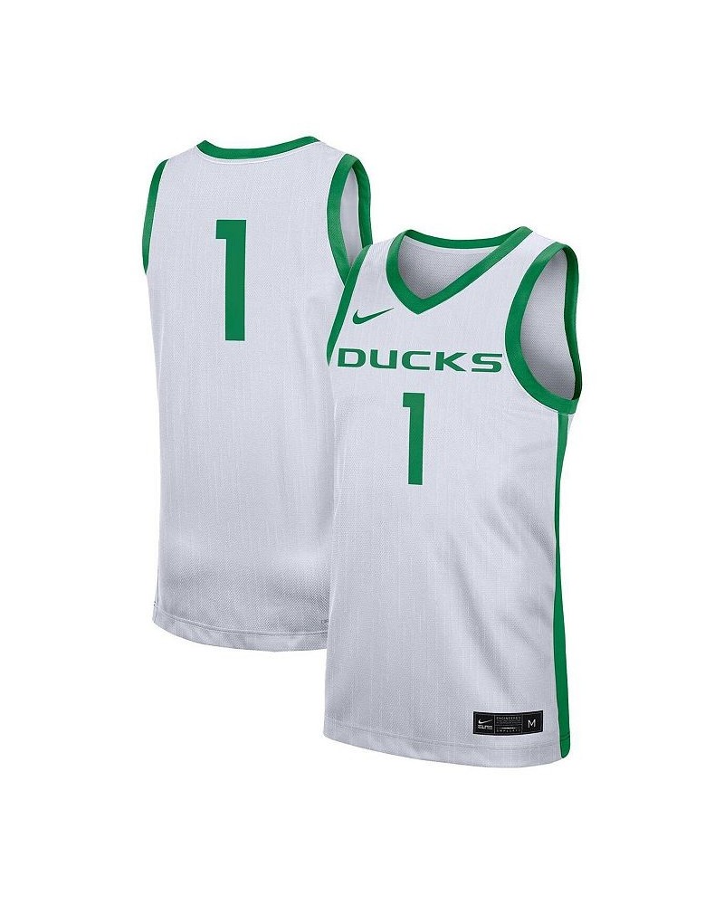 Men's 1 White Oregon Ducks Replica Jersey $46.74 Jersey