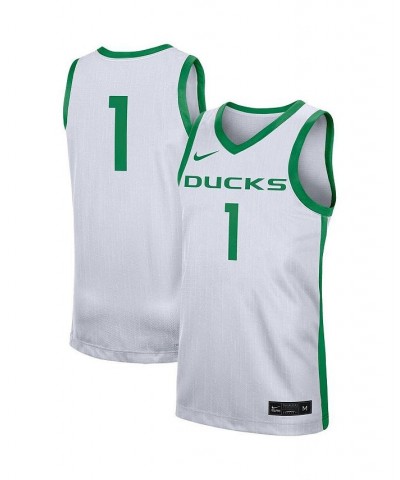 Men's 1 White Oregon Ducks Replica Jersey $46.74 Jersey