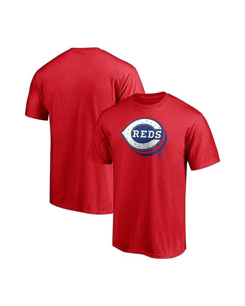 Men's Branded Red Cincinnati Reds Red White and Team Logo T-shirt $22.39 T-Shirts