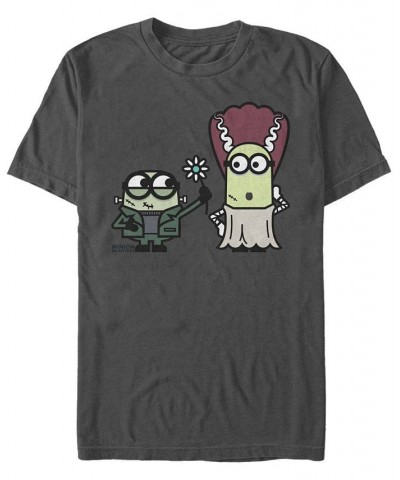 Despicable Me Men's Minions Frankenstein and His Bride Halloween Short Sleeve T-Shirt Gray $20.29 T-Shirts