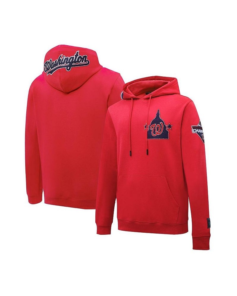 Men's Red Washington Nationals Logo Pullover Hoodie $37.40 Sweatshirt