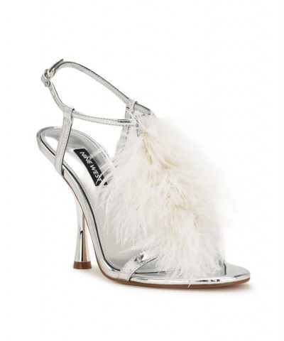 Women's Million Ankle Strap Heeled Dress Sandals White $59.50 Shoes