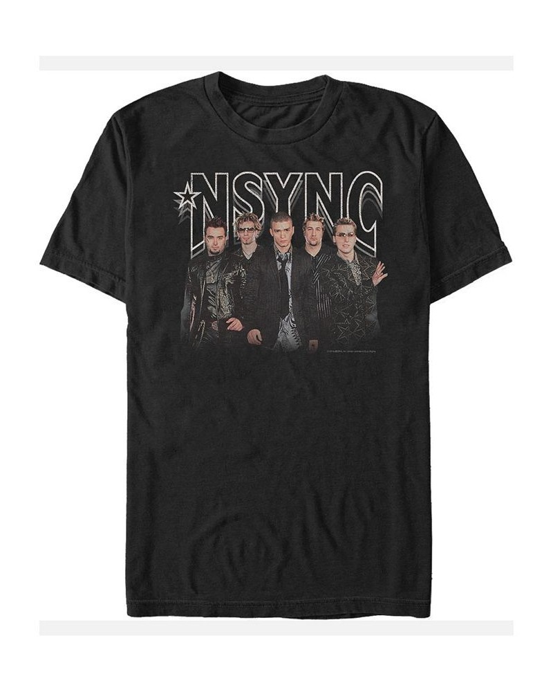 N'Sync Men's Glam Group Short Sleeve T-Shirt Black $15.40 T-Shirts