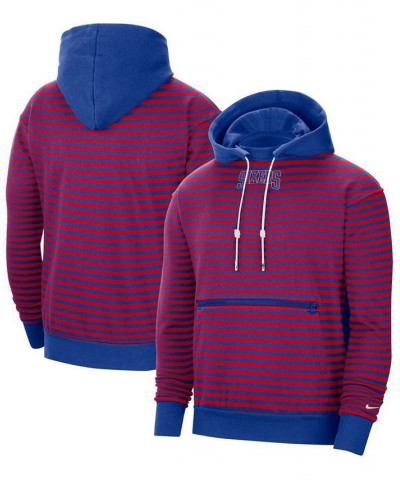 Men's Red and Royal Philadelphia 76ers 75th Anniversary Courtside Striped Pullover Hoodie $36.30 Sweatshirt