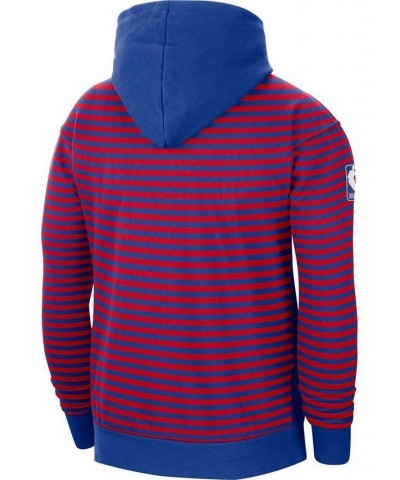 Men's Red and Royal Philadelphia 76ers 75th Anniversary Courtside Striped Pullover Hoodie $36.30 Sweatshirt