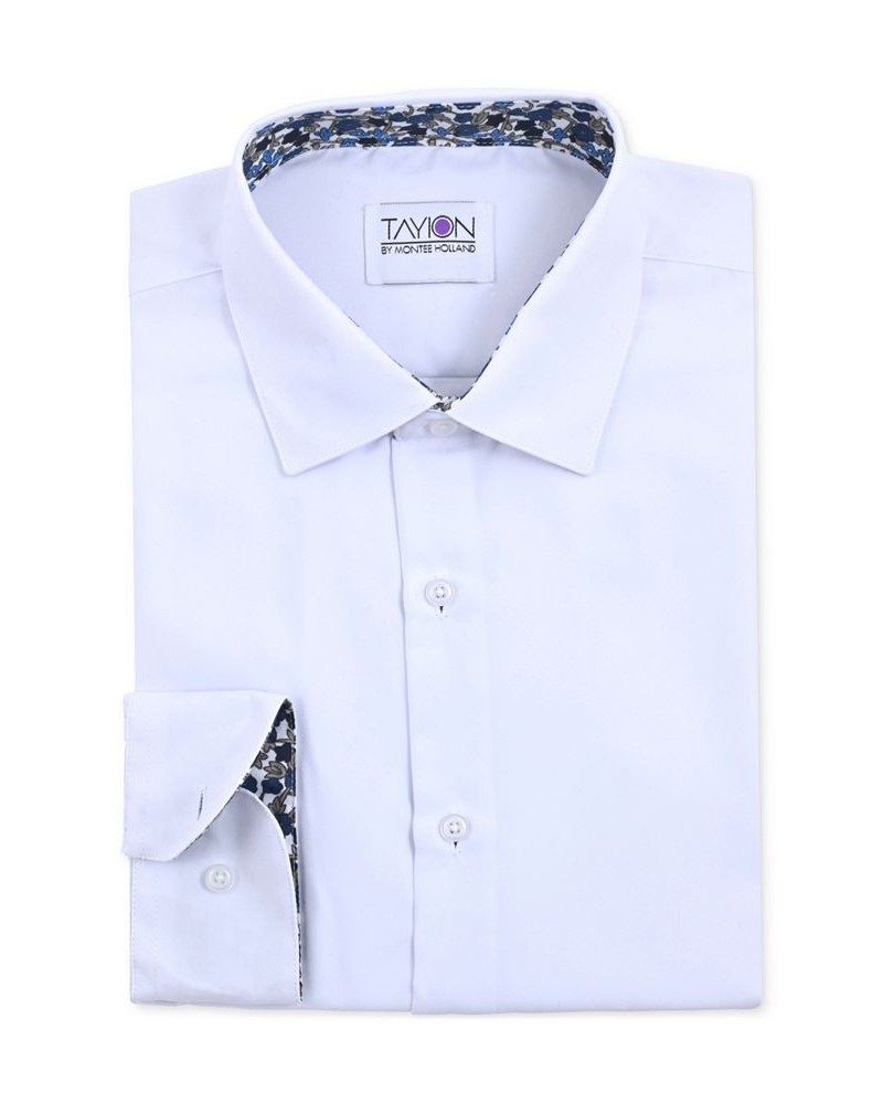 Men's Slim-Fit Floral Trim Dress Shirt White $12.47 Dress Shirts