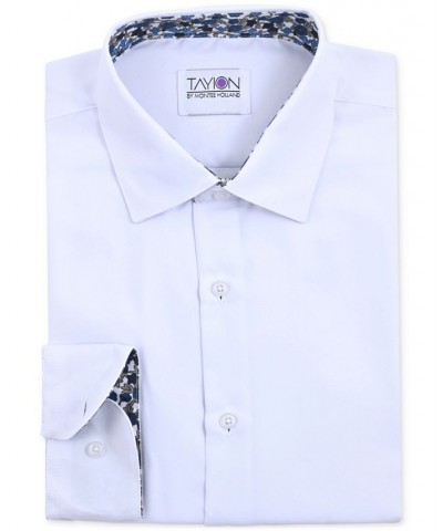 Men's Slim-Fit Floral Trim Dress Shirt White $12.47 Dress Shirts