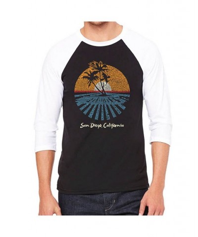 Cities in San Diego Men's Raglan Word Art T-shirt Black $25.64 T-Shirts