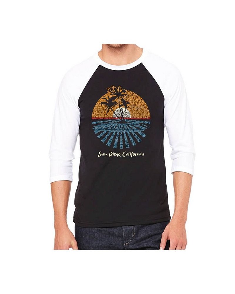 Cities in San Diego Men's Raglan Word Art T-shirt Black $25.64 T-Shirts