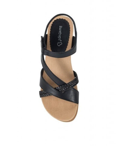 Women's Farah Casual Almond Toe Wedge Sandal Black $45.39 Shoes