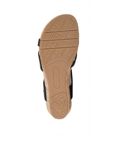 Women's Farah Casual Almond Toe Wedge Sandal Black $45.39 Shoes