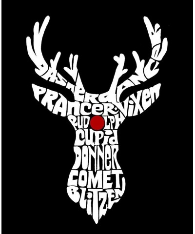 Men's Santa's Reindeer Word Art Long Sleeve T-shirt Black $22.79 T-Shirts