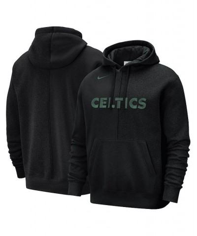 Men's Black Boston Celtics Courtside Versus Stitch Split Pullover Hoodie $51.29 Sweatshirt