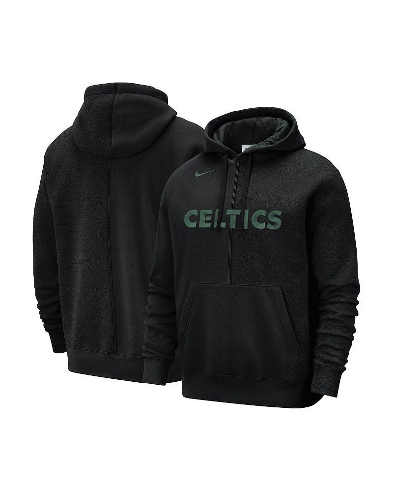 Men's Black Boston Celtics Courtside Versus Stitch Split Pullover Hoodie $51.29 Sweatshirt