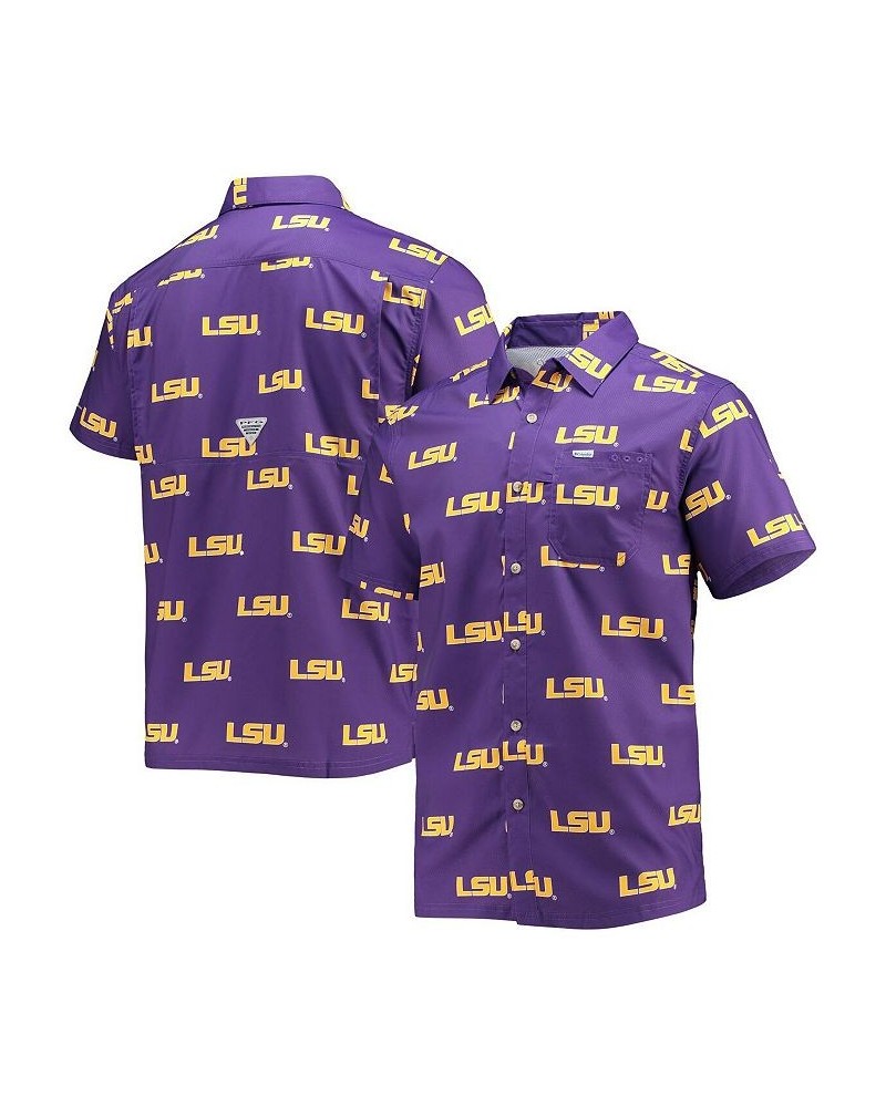 Men's Purple LSU Tigers Super Slack Tide Omni-Shade Button-Up Shirt $38.24 Shirts