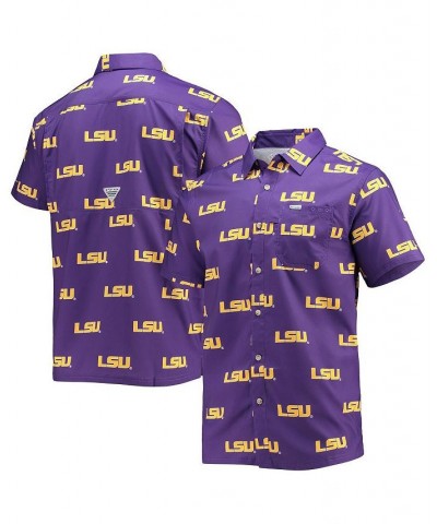 Men's Purple LSU Tigers Super Slack Tide Omni-Shade Button-Up Shirt $38.24 Shirts