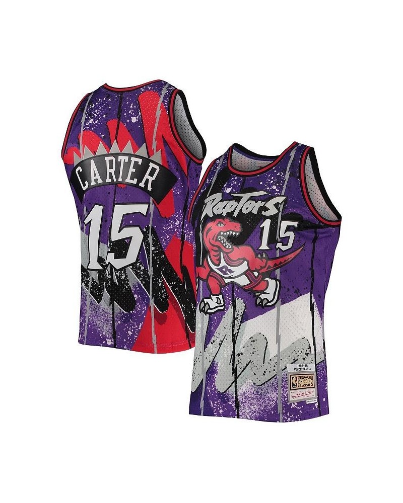 Men's Vince Carter Purple Toronto Raptors Hardwood Classics 1998 Hyper Hoops Swingman Jersey $45.14 Jersey