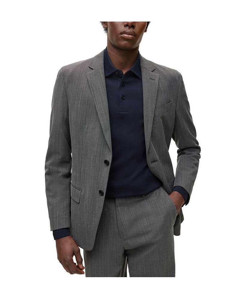 BOSS Men's Slim-Fit Suit in Micro-Patterned Performance-Stretch Cloth Silver $297.85 Suits