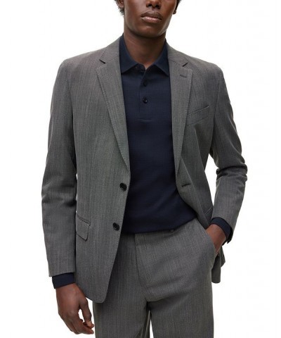 BOSS Men's Slim-Fit Suit in Micro-Patterned Performance-Stretch Cloth Silver $297.85 Suits