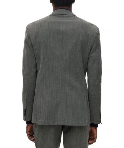 BOSS Men's Slim-Fit Suit in Micro-Patterned Performance-Stretch Cloth Silver $297.85 Suits