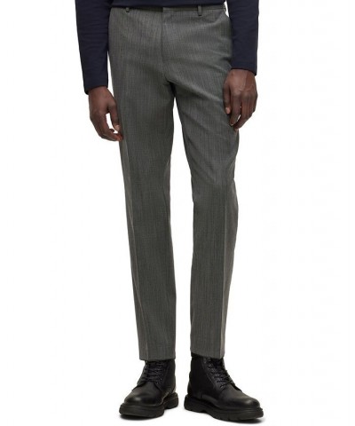 BOSS Men's Slim-Fit Suit in Micro-Patterned Performance-Stretch Cloth Silver $297.85 Suits