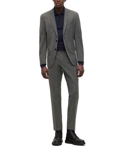 BOSS Men's Slim-Fit Suit in Micro-Patterned Performance-Stretch Cloth Silver $297.85 Suits