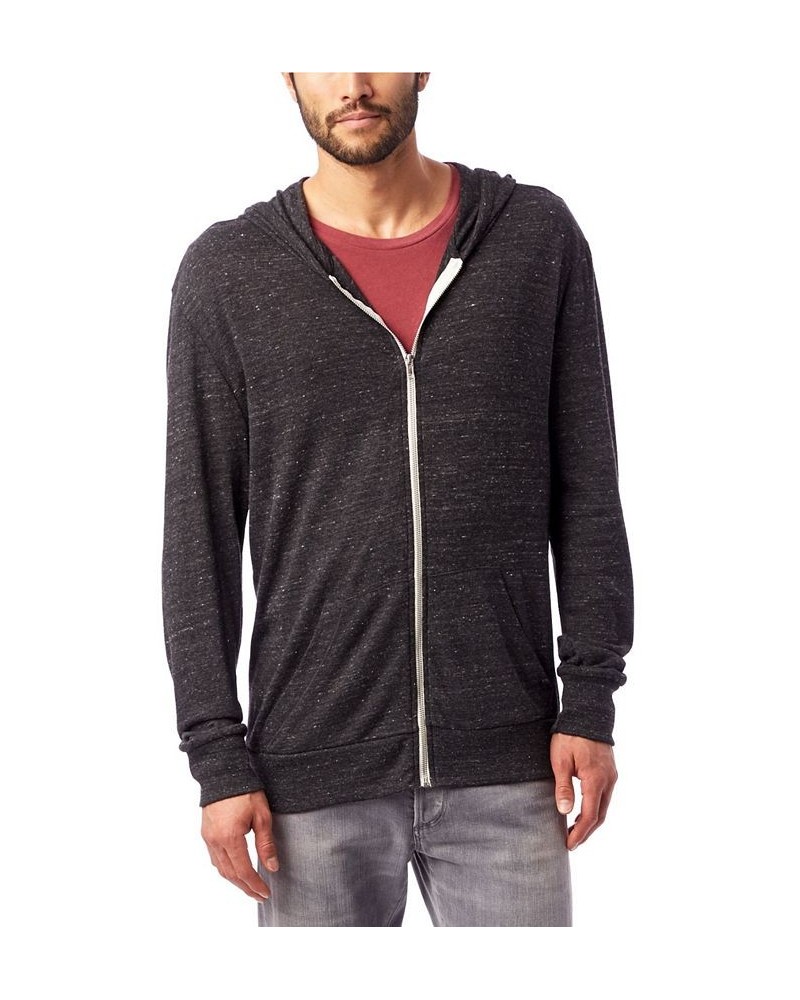 Men's Basic Zip Hoodie Black Sued $30.72 Sweatshirt