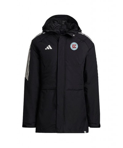 Men's Black Chicago Fire Stadium Parka Raglan Full-Zip Hoodie Jacket $81.70 Jackets