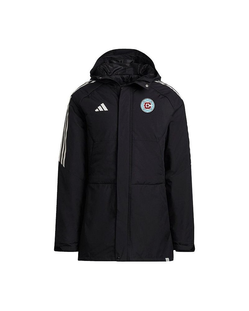 Men's Black Chicago Fire Stadium Parka Raglan Full-Zip Hoodie Jacket $81.70 Jackets