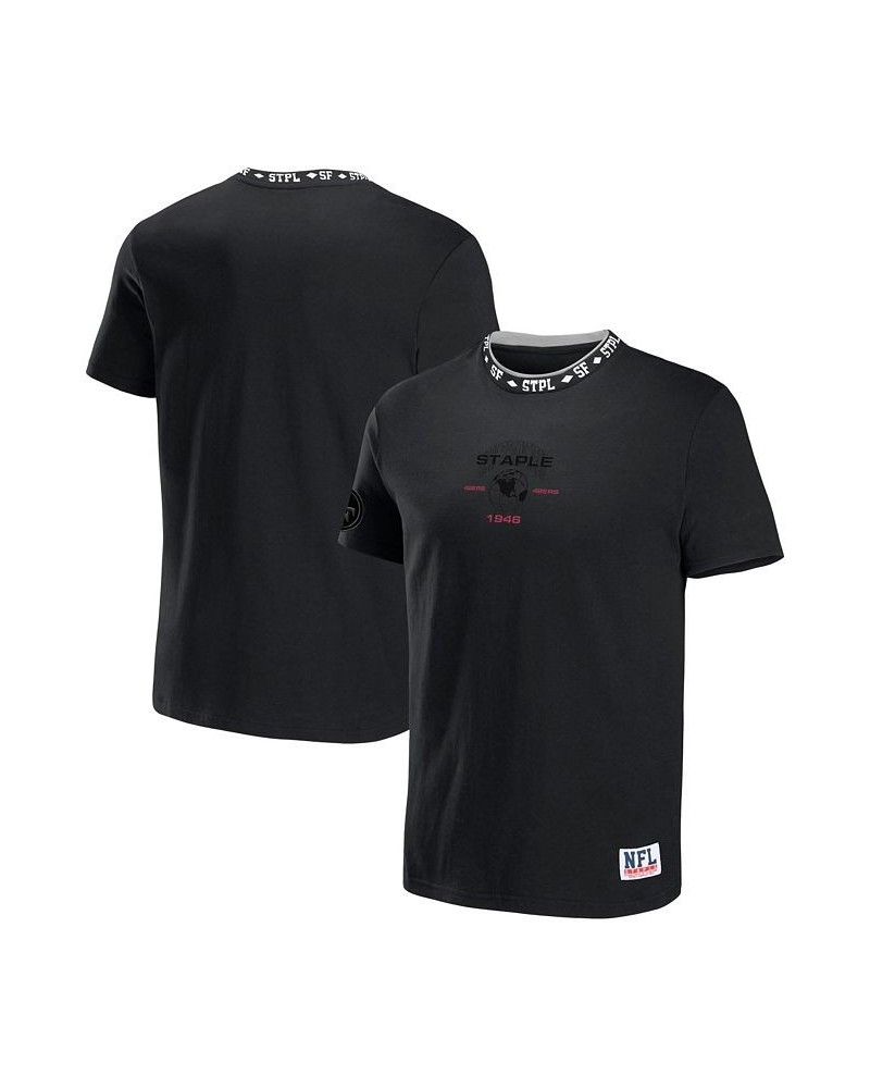 Men's NFL X Staple Black San Francisco 49ers Embroidered Fundementals Globe Short Sleeve T-shirt $16.00 T-Shirts