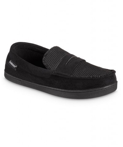 Men's Advanced Memory Foam Microsuede and Houndstooth Jasper Moccasin Comfort Slippers Black $15.48 Slippers