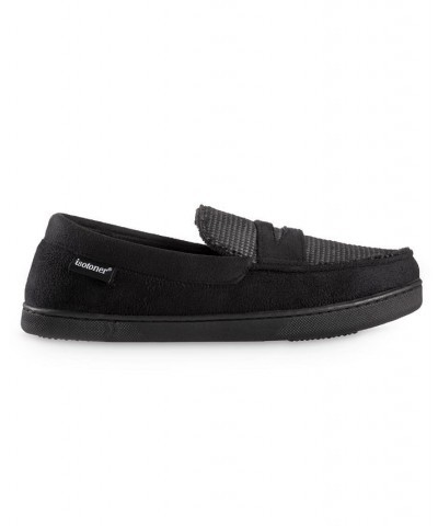 Men's Advanced Memory Foam Microsuede and Houndstooth Jasper Moccasin Comfort Slippers Black $15.48 Slippers