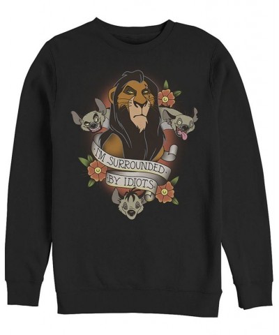 Disney Men's Lion King Scar Surrounded by Idiots Tattoo, Crewneck Fleece Black $31.89 Sweatshirt