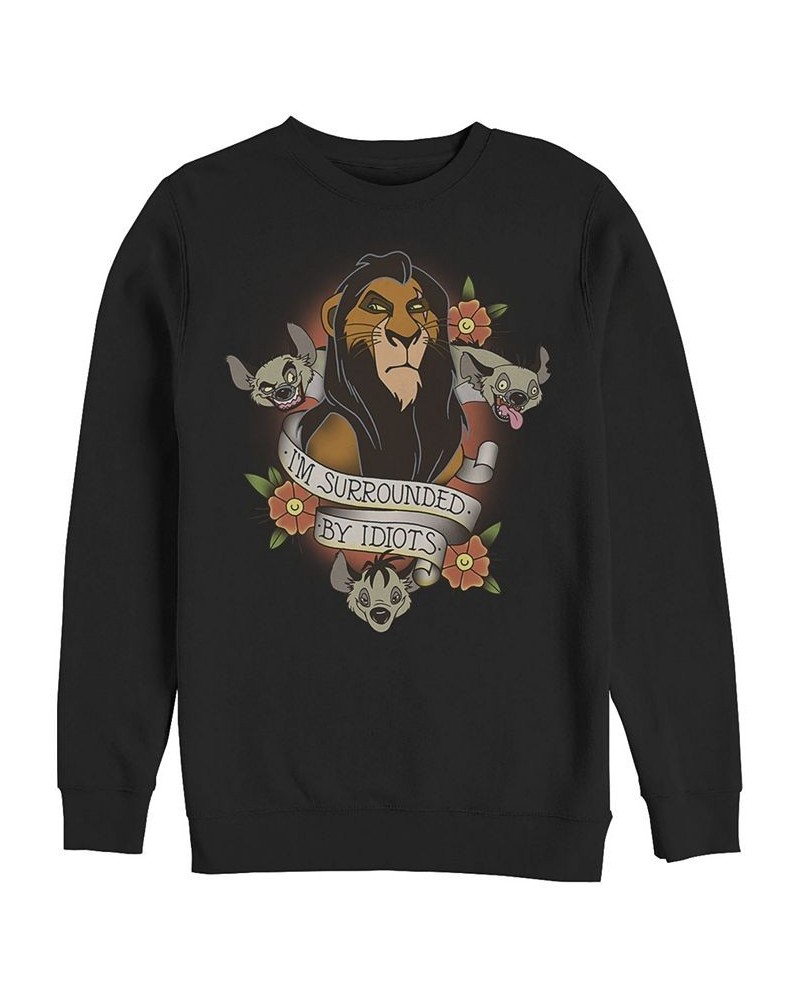 Disney Men's Lion King Scar Surrounded by Idiots Tattoo, Crewneck Fleece Black $31.89 Sweatshirt