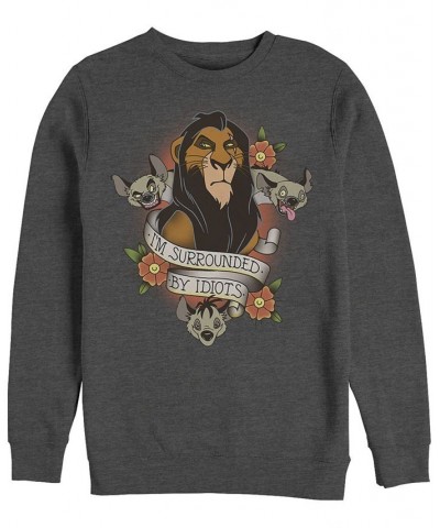 Disney Men's Lion King Scar Surrounded by Idiots Tattoo, Crewneck Fleece Black $31.89 Sweatshirt