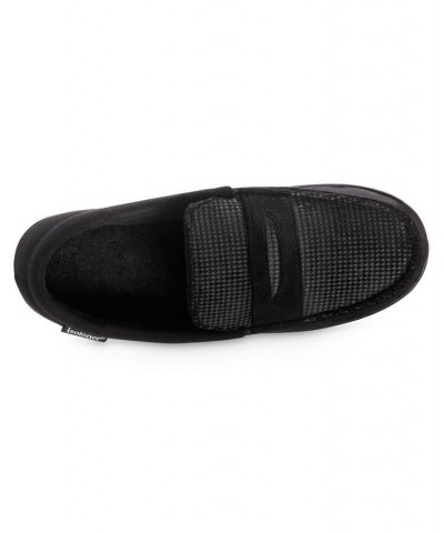 Men's Advanced Memory Foam Microsuede and Houndstooth Jasper Moccasin Comfort Slippers Black $15.48 Slippers