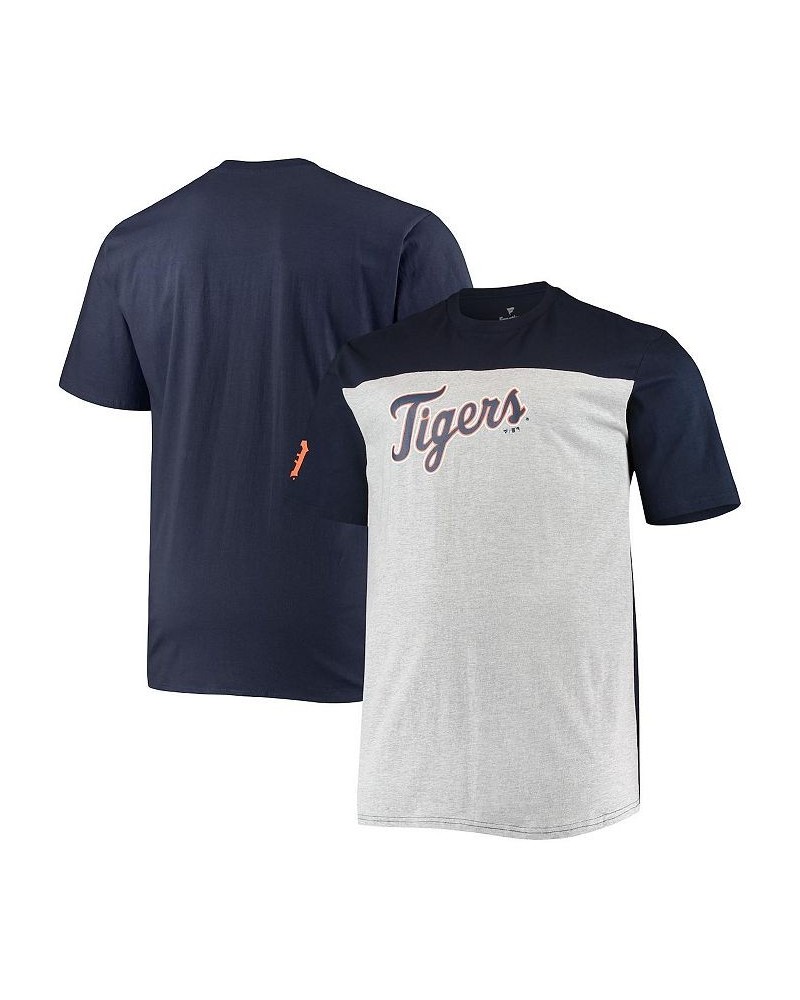 Men's Branded Navy and Heathered Gray Detroit Tigers Big and Tall Colorblock T-shirt $30.00 T-Shirts